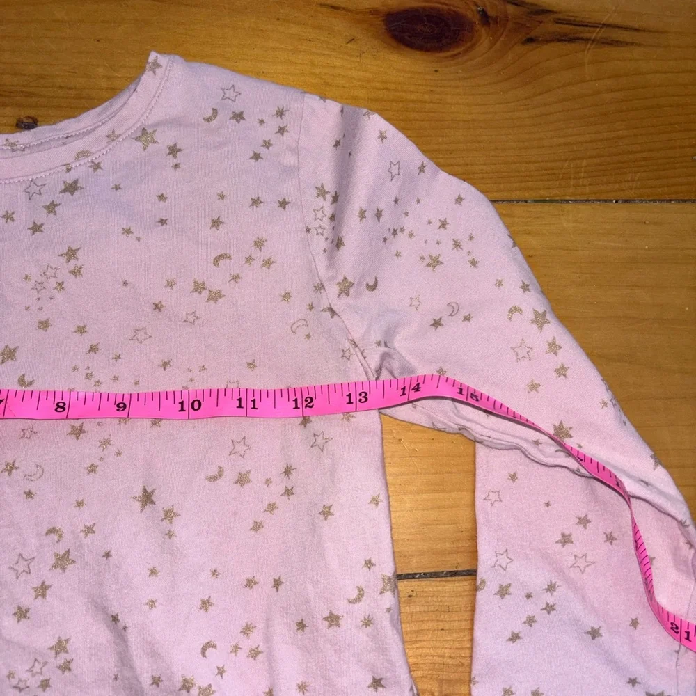 Old Navy Girls Pink Long Sleeve Tee Gold Star Print Size 10
